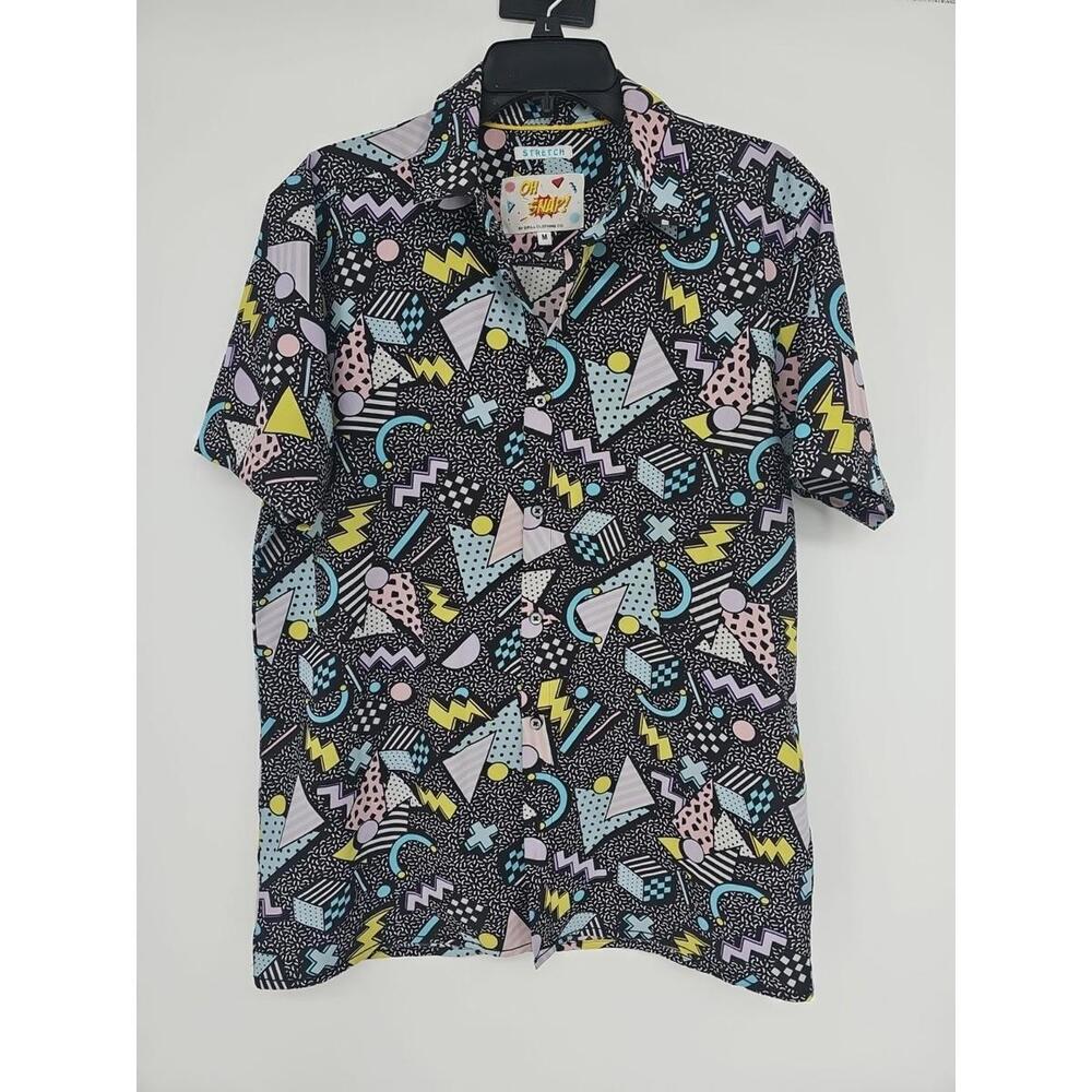 Oh Snap Drill Clothing Medium‎ Short Sleeve 80s Print Button Up Hawaiian Shirt